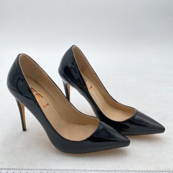 FSJ Black Pointed Toe Pumps High Heel Sexy Stiletto Office Cute Dress Shoes - Picture 4 of 8